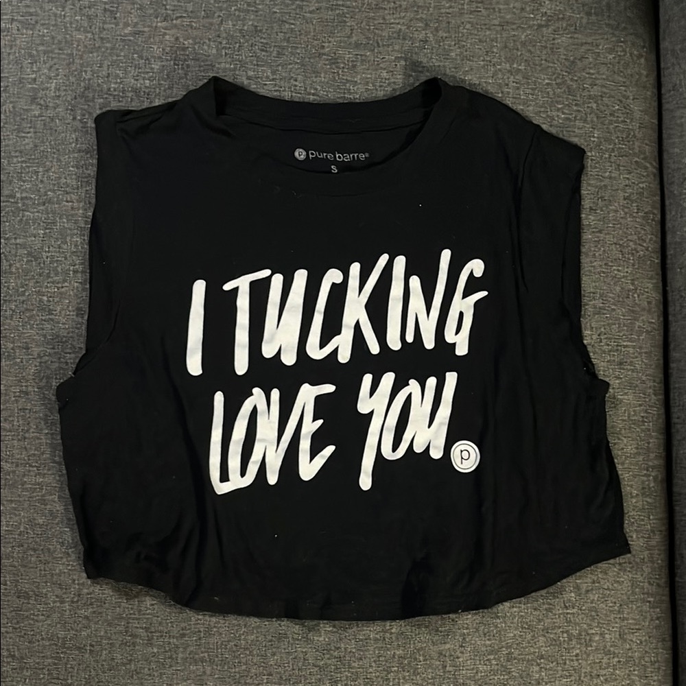 Pure Barre Black I Tucking Love You crop Top